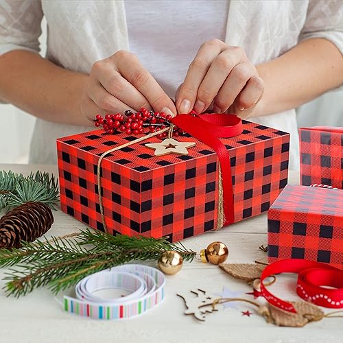 Miniatura 5 de MIAHART 60 hojas de papel de seda de Navidad de 14 x 20 pulgadas estilo búfalo rojo y negro papel de seda de regalo para manualidades bolsas de