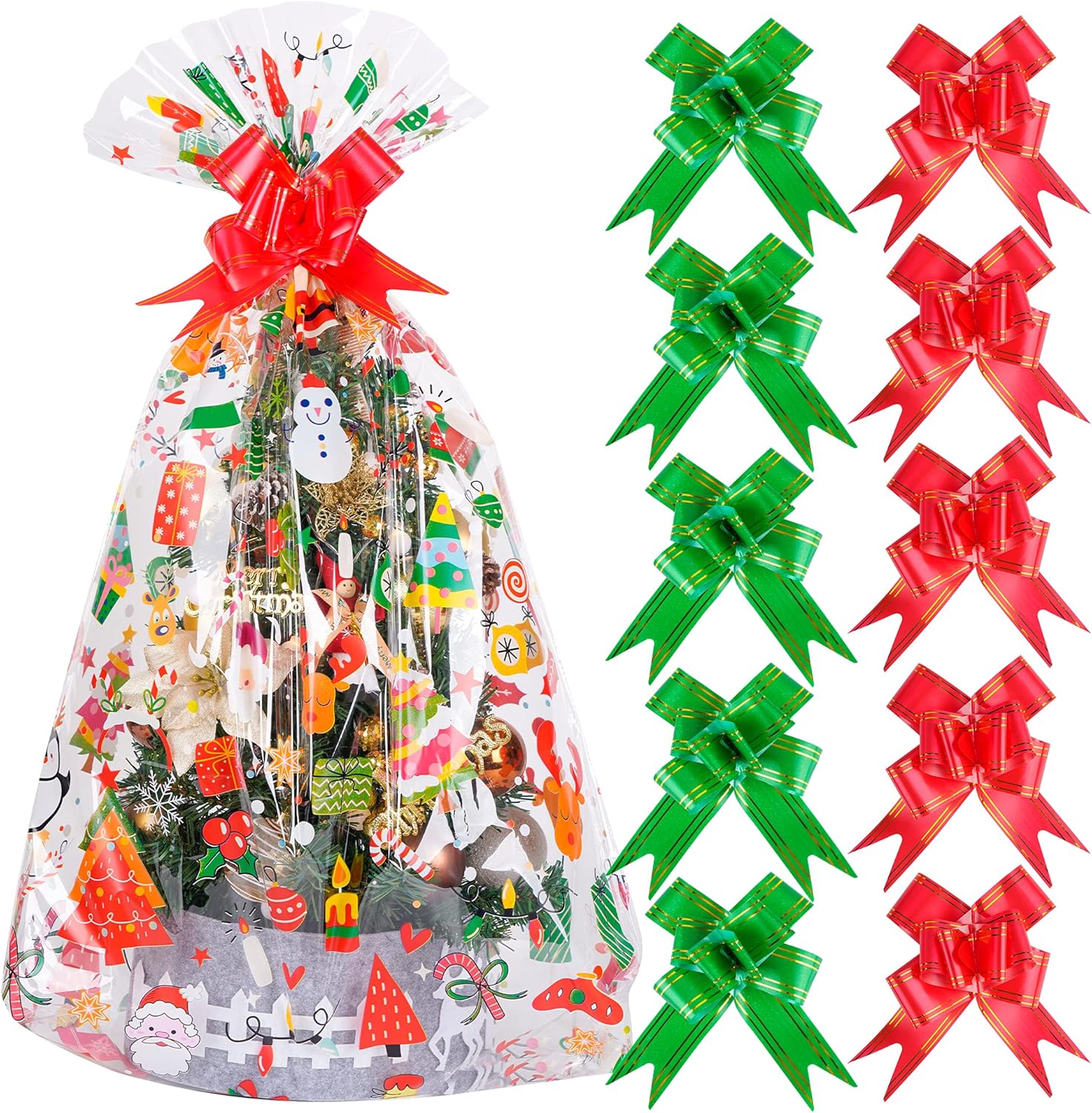 20pcs Christmas Basket Bags 24x36 inch Snowman Santa