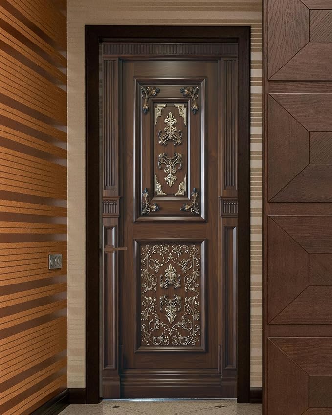 Amazon.com: FLFK Decorative Door Mural Sticker, Victorian Carved Wood ...