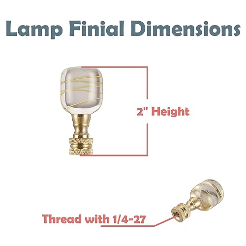 Image of Aspen Creative 24024-21, Clear with Yellow Line Glass Lamp Copper, 2 inch Tall Finial, Clear & Yellow