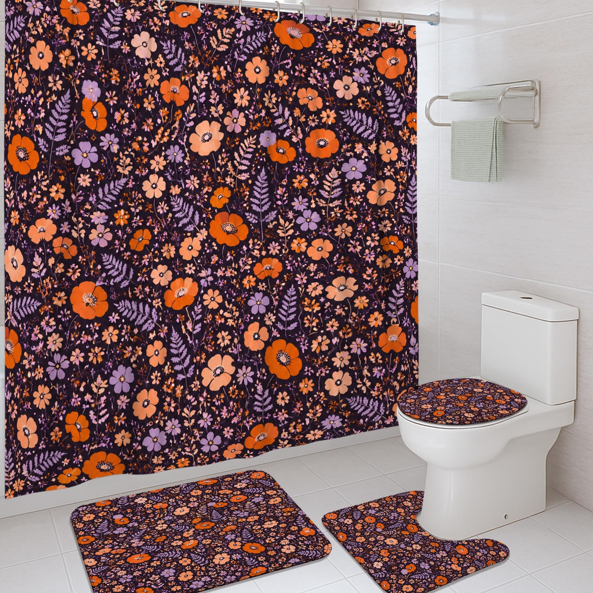 Rideau de douche lavable à œillets 183 cm avec crochets inclus pour baignoire étanche