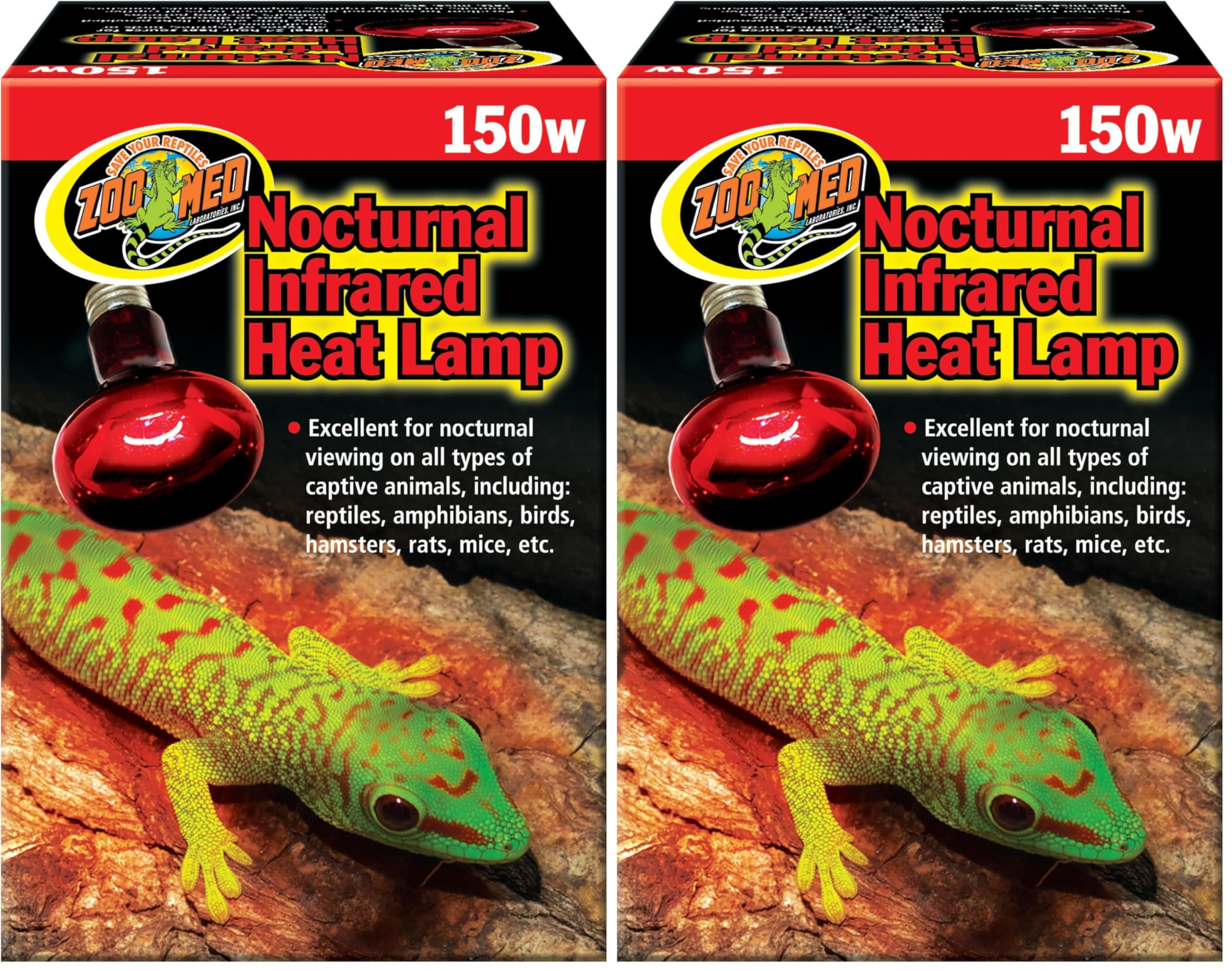 Zoo Med Nocturnal Infrared Heat Lamp 150 Watts (Pack of 2)