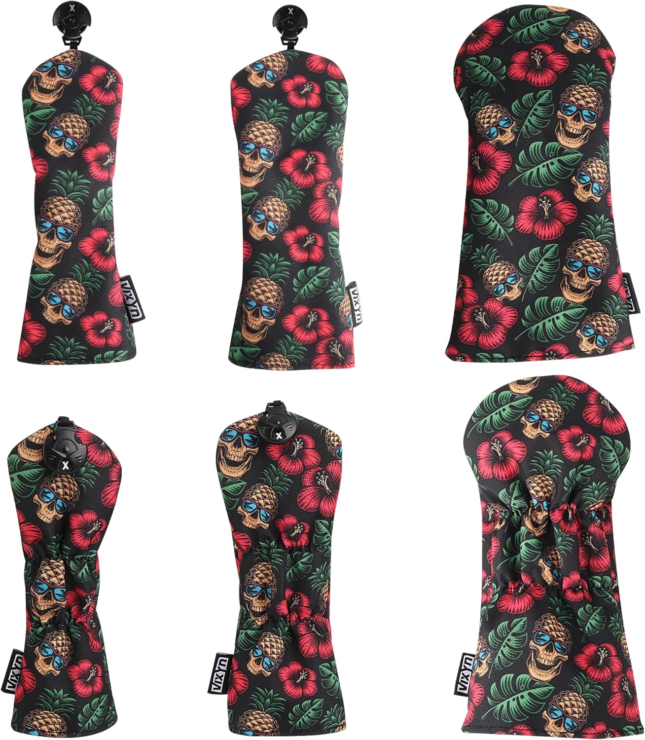 VIXYN Golf Head Covers - 3 Pack Golf Club Covers for Driver, Woods and Hybrid - Driver Headcover to Fit All Golf Clubs (Pineapple Skull) : Sports & Outdoors