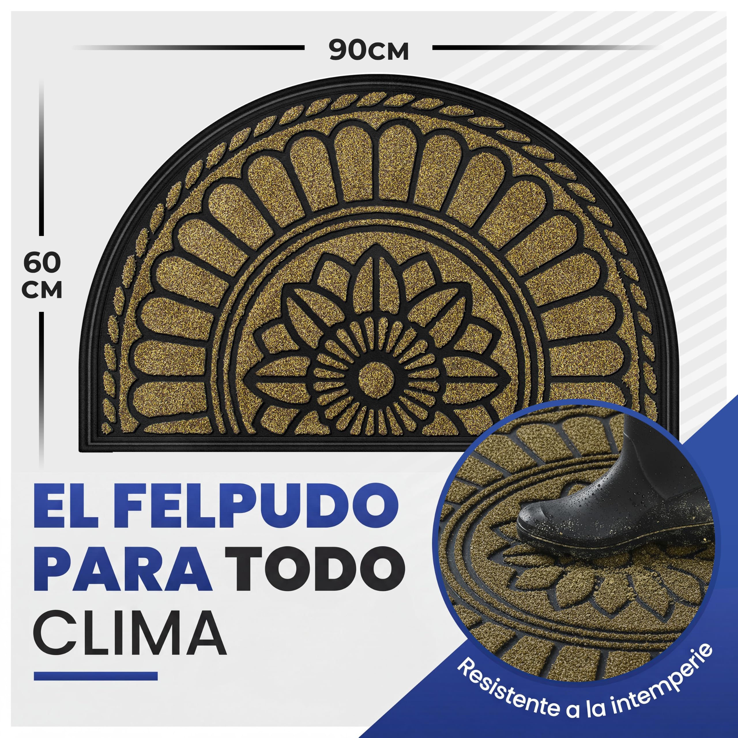Mibao Felpudo semicircular Exterior - Felpudo Entrada casa Resistente Beige