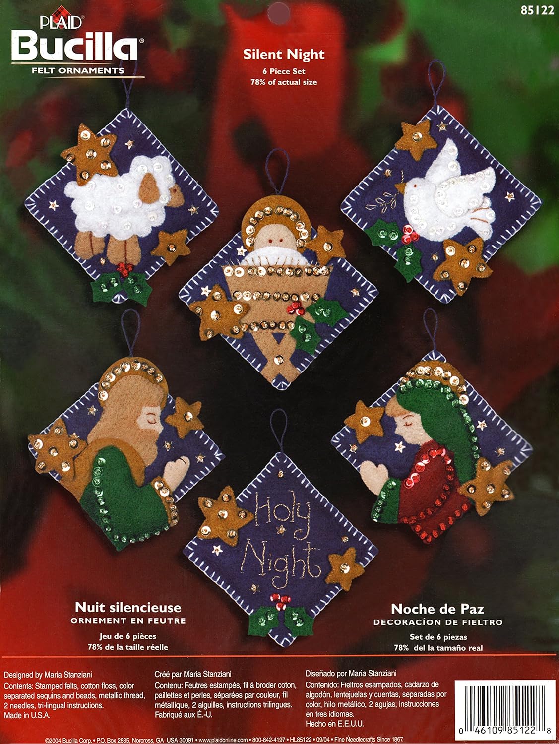 Plaid Bucilla Silent Night 6 Piece Felt Ornament Kit