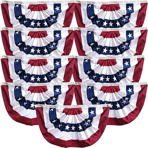 Vista 8 de Xunny Banderines de la bandera estadounidense con rojo, blanco y azul, bandera plisada de Estados Unidos para el 4 de julio, Día de los Caídos, Día