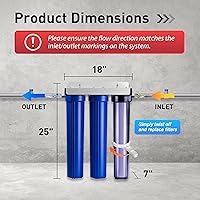 Vista 7 de iSpring WCB32+AHPF12MNPT12X2 Sistema de filtro de agua para toda la casa, reduce hasta un 99% de cloro, sistema de filtración de agua de 3 etapas