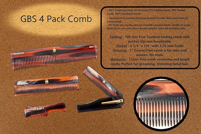 Juego de 4 Peines Finos Elegantes para Cabello y Barba miniatura 4