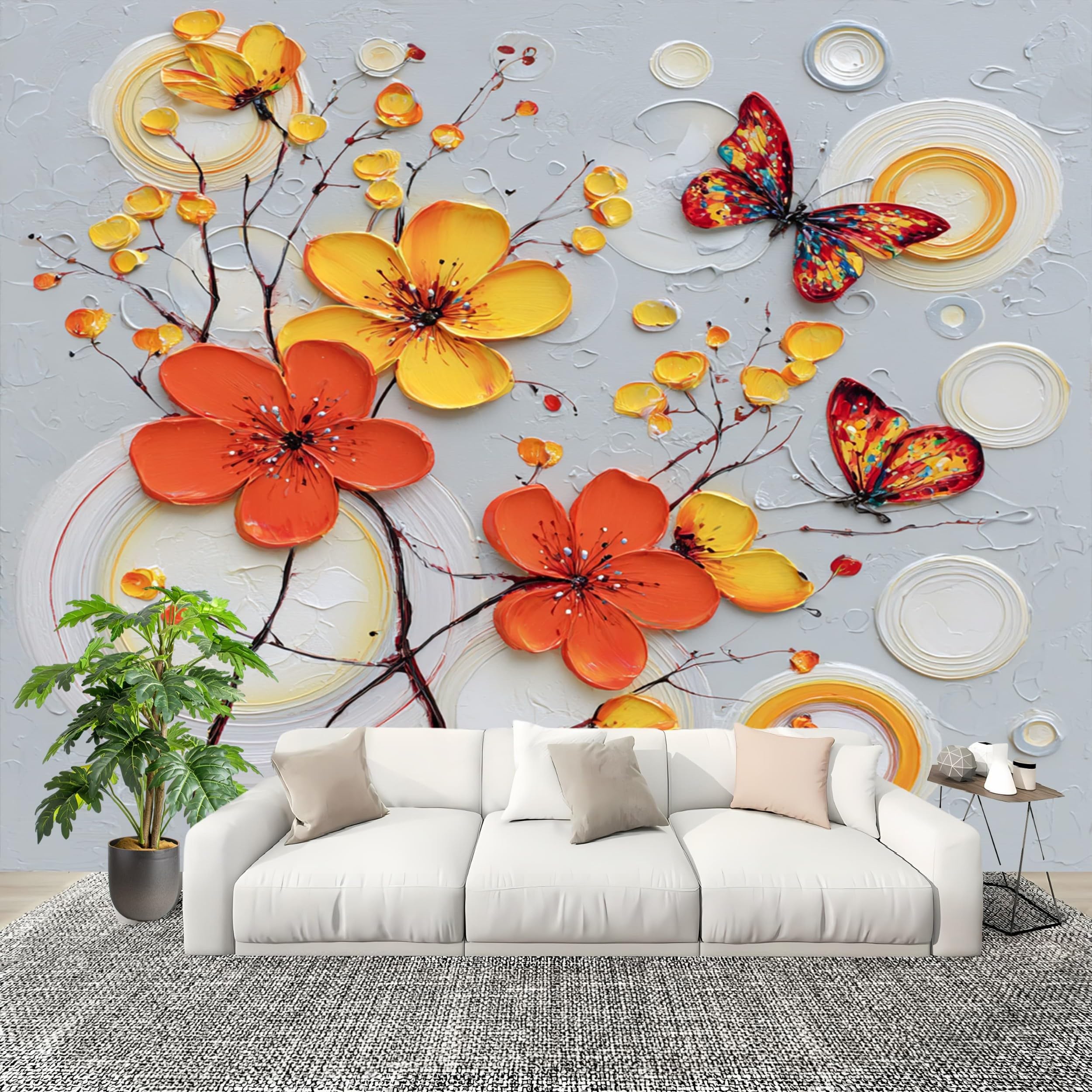 Peinture à l'huile sur toile décorative pour créer un salon floral apaisant et élégant
