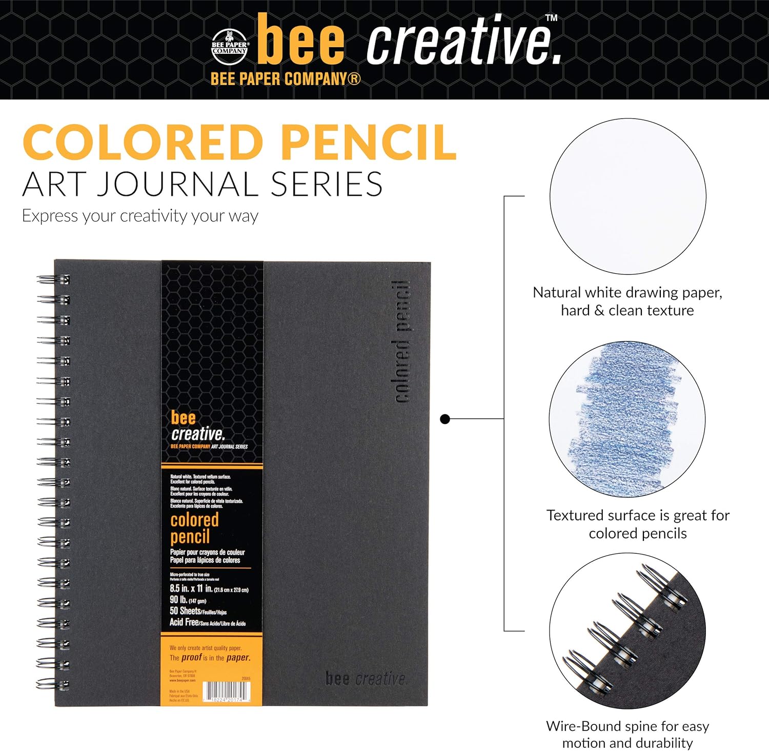 Bee Paper - 8.5"x 11" Bee Creative Color Pencil Drawing Journal