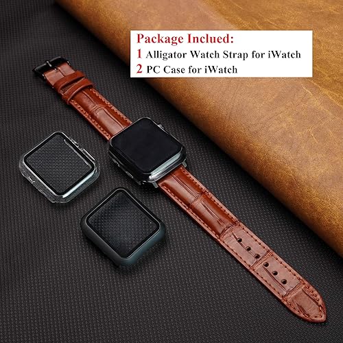 Miniatura 2 de Correa de piel de cocodrilo hecha a mano compatible con Apple Watch Ultra de 1.929 in 1.772 in 1.732 in 1.654 in 1.614 in 1.575 in 1.496 in correa