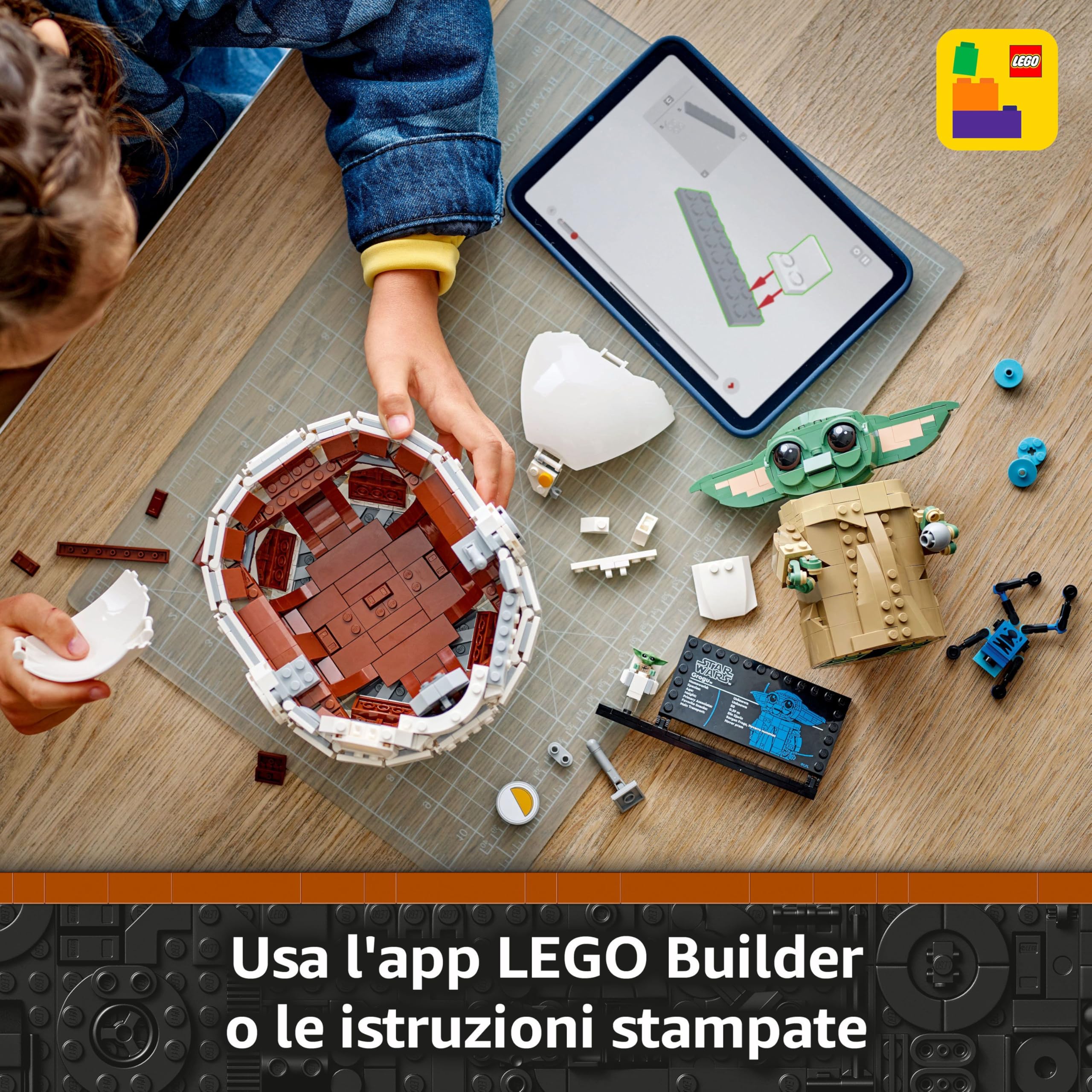 LEGO Star Wars 75403 Grogu e Carrozzina con Rana Sorgan e Minifigure di Grogu, Modellino di 'Baby Yoda' Giocattolo, Idea Regalo da Collezione per Bambini e Bambine da 10 Anni Fan serie TV Mandalorian