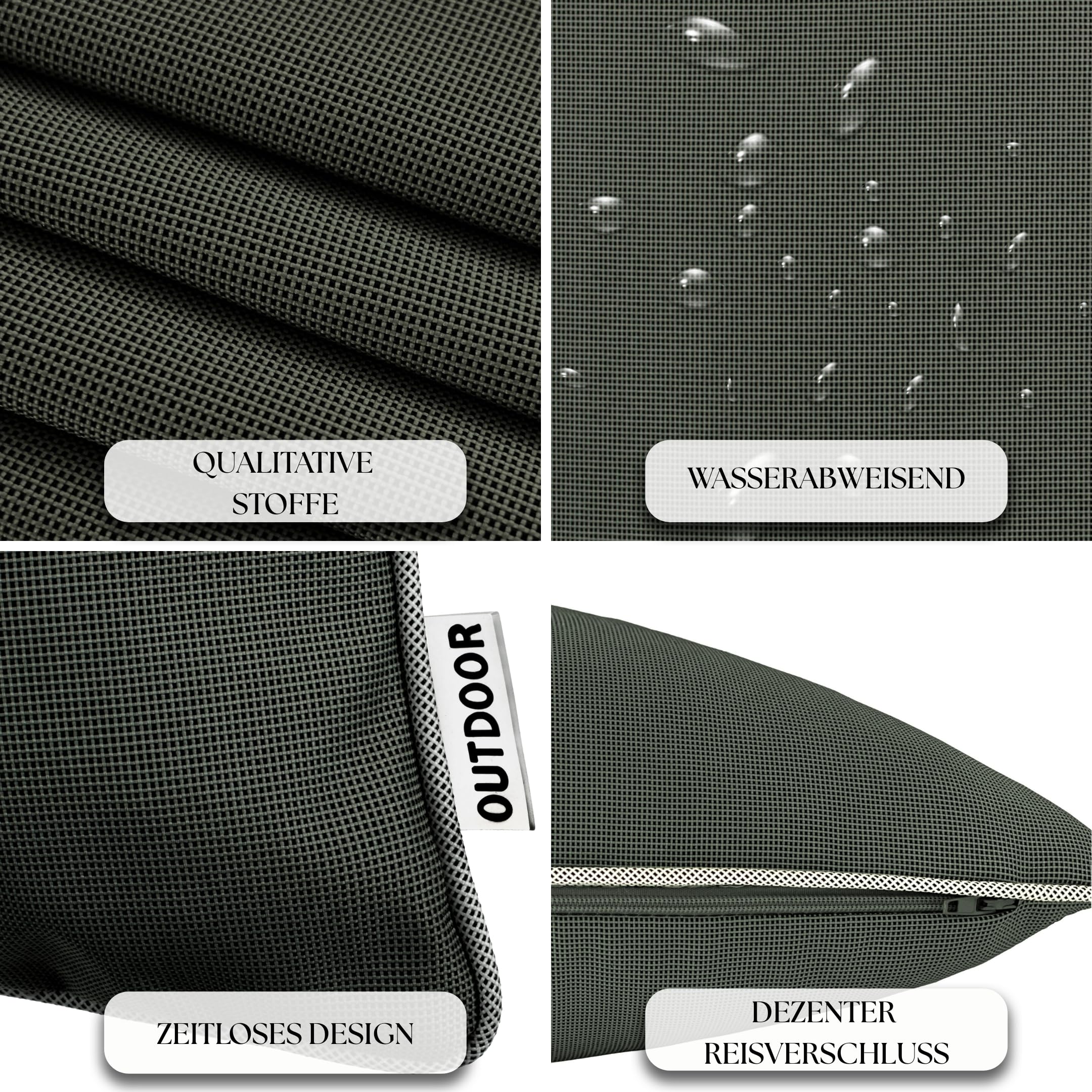 Brandsseller Lot de 2 Coussin d’extérieur 45x45 cm – Coussins décoratifs imperméables avec Passepoil – Résistants aux intempéries pour Jardin, Balcon, Terrasse et Canapé - Anthracite