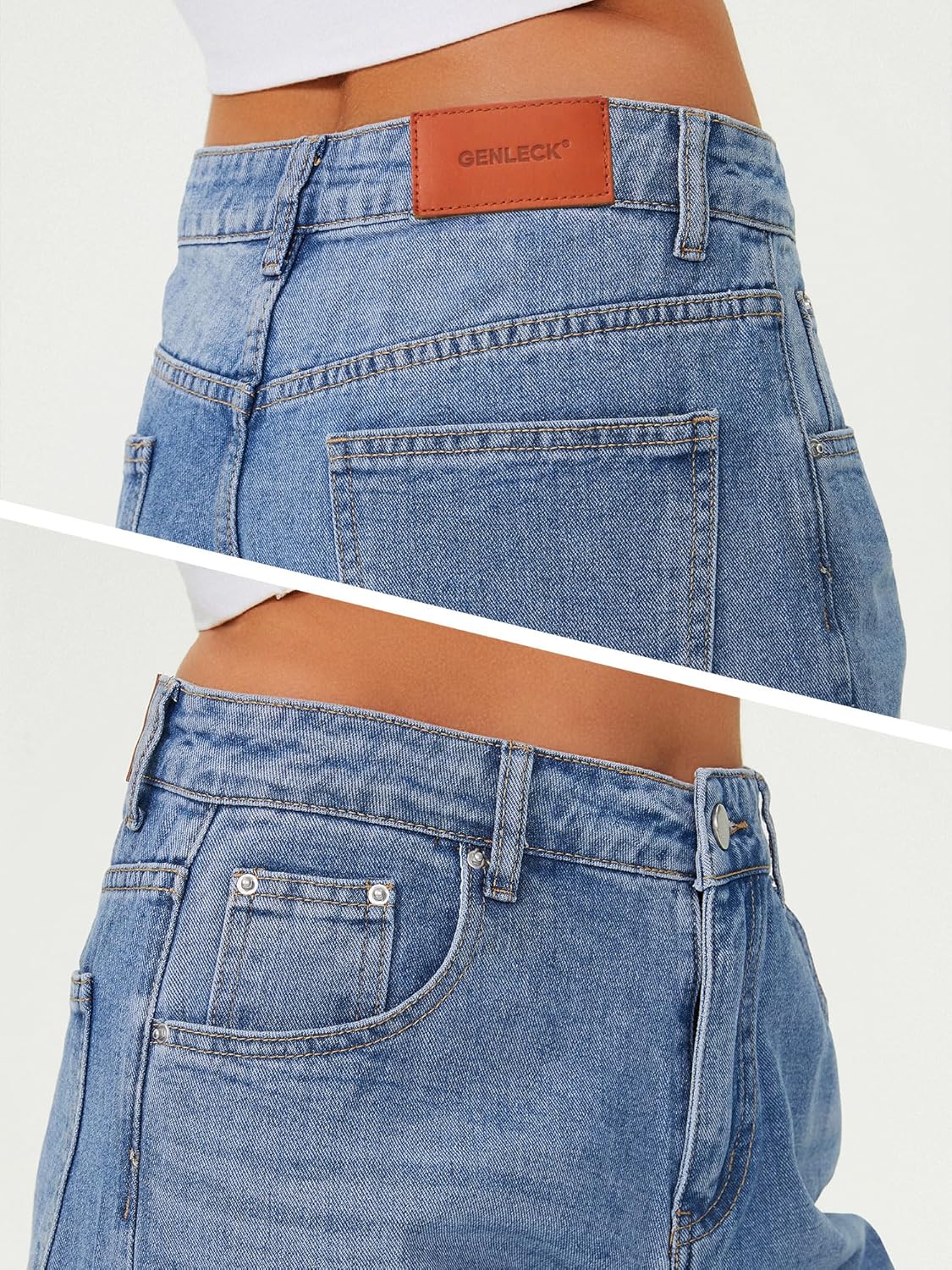 Genleck Baggy Jeans for Woman High Waisted Loose Wide Leg Jean Womens Boyfriend Y2K Pants Trendy - Image 5