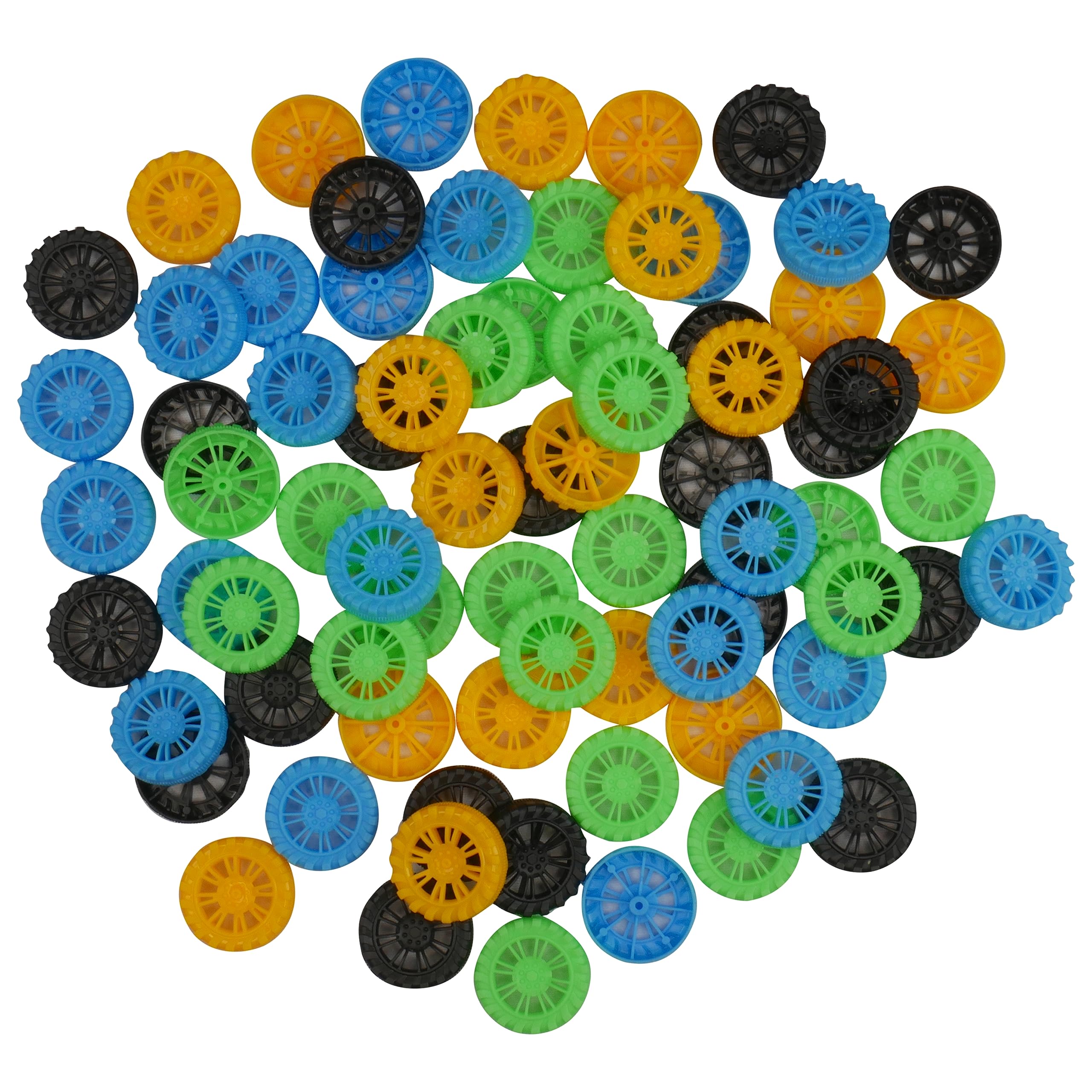 GARVALON Set De 50 Roues En Plastique Et 25 Axes – Accessoires DIY Pour Voitures Miniatures Et Modélisme – Bricolage Créatif Enfants