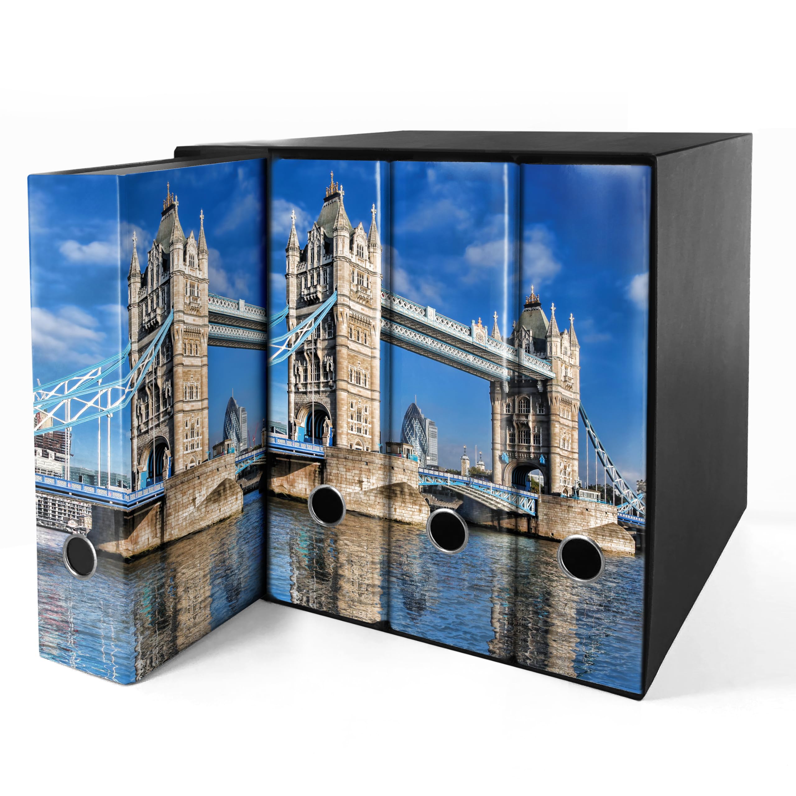 Set da 4 raccoglitori ad anelli LONDRA - Faldoni SHAREPRINTING (H31 con 4 anelli)