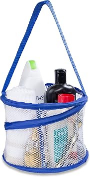 Handy Laundry Foldable Shower Caddy - Collapsible, Portable, Drainage Hole, Carry Handle, Large Compartments. Great Organizer for Camp, Travel, Gym, and Dorm Blue