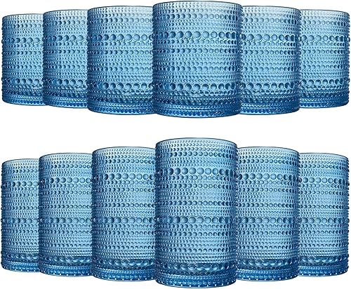 Miniatura 15 de Khen Juego de 12 vasos vintage de hobnail para beber, vasos altos de 13 onzas y vasos de 10 onzas, vasos de agua de cocina, agua de bar, jugo,