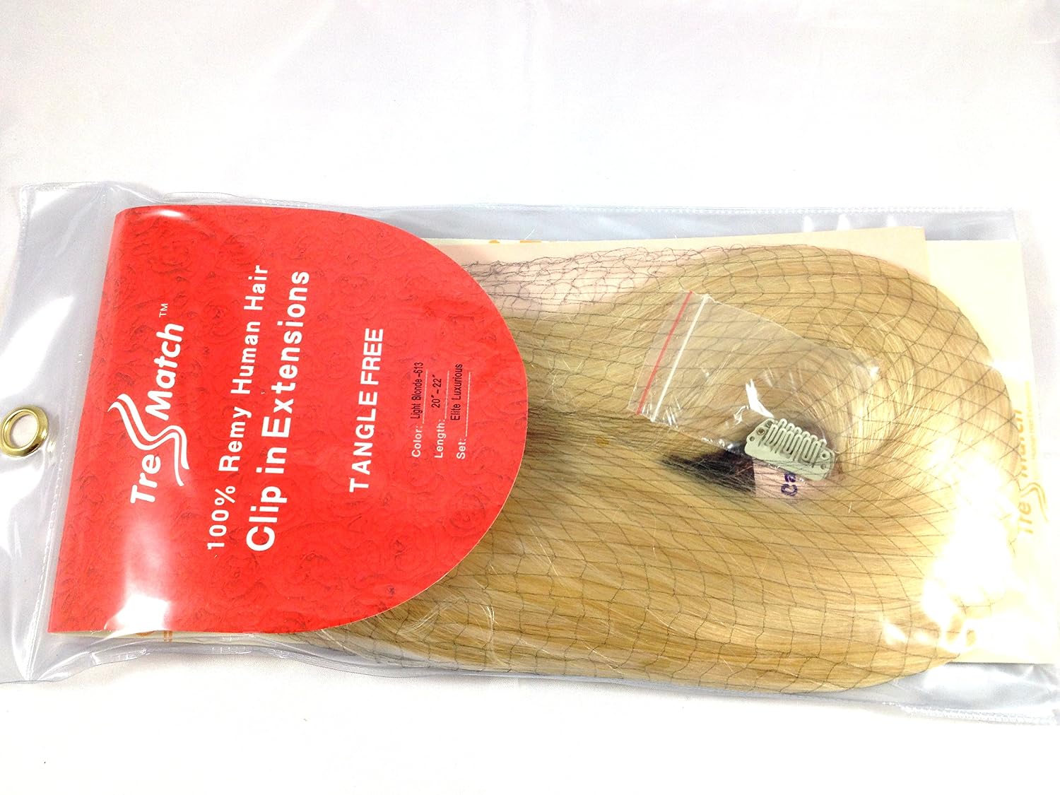TRESSMATCH Thick to Ends 20"-22" Remy (Remi) Human Hair Clip in Extensions Bleach/Light Blonde (Color #613) 10 Pieces Thick to Ends Full Head Luxury [Set Weight:5.6oz/160grams)…