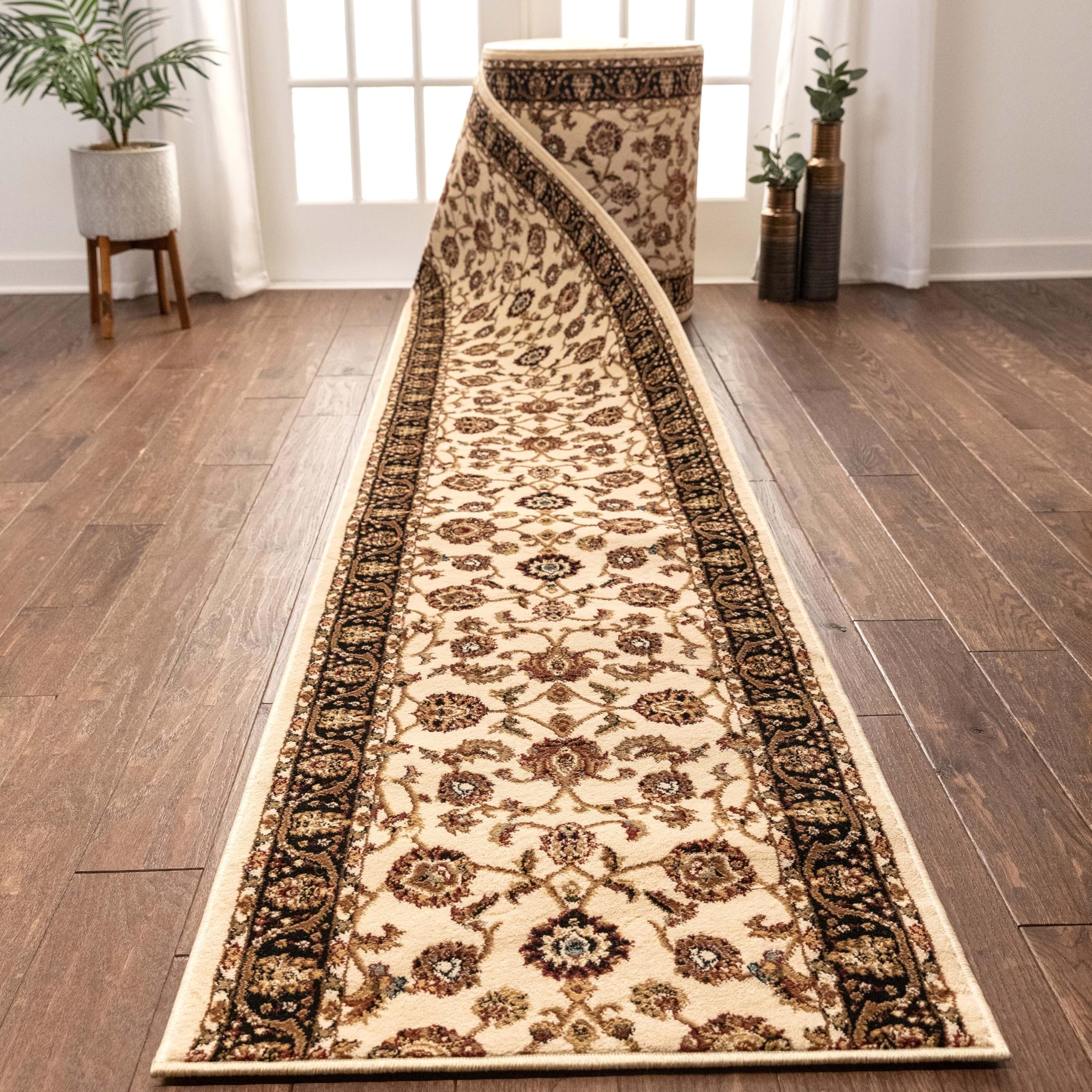 Well Woven Custom Size Hallway Stair Runner Noble Sarouk Ivory