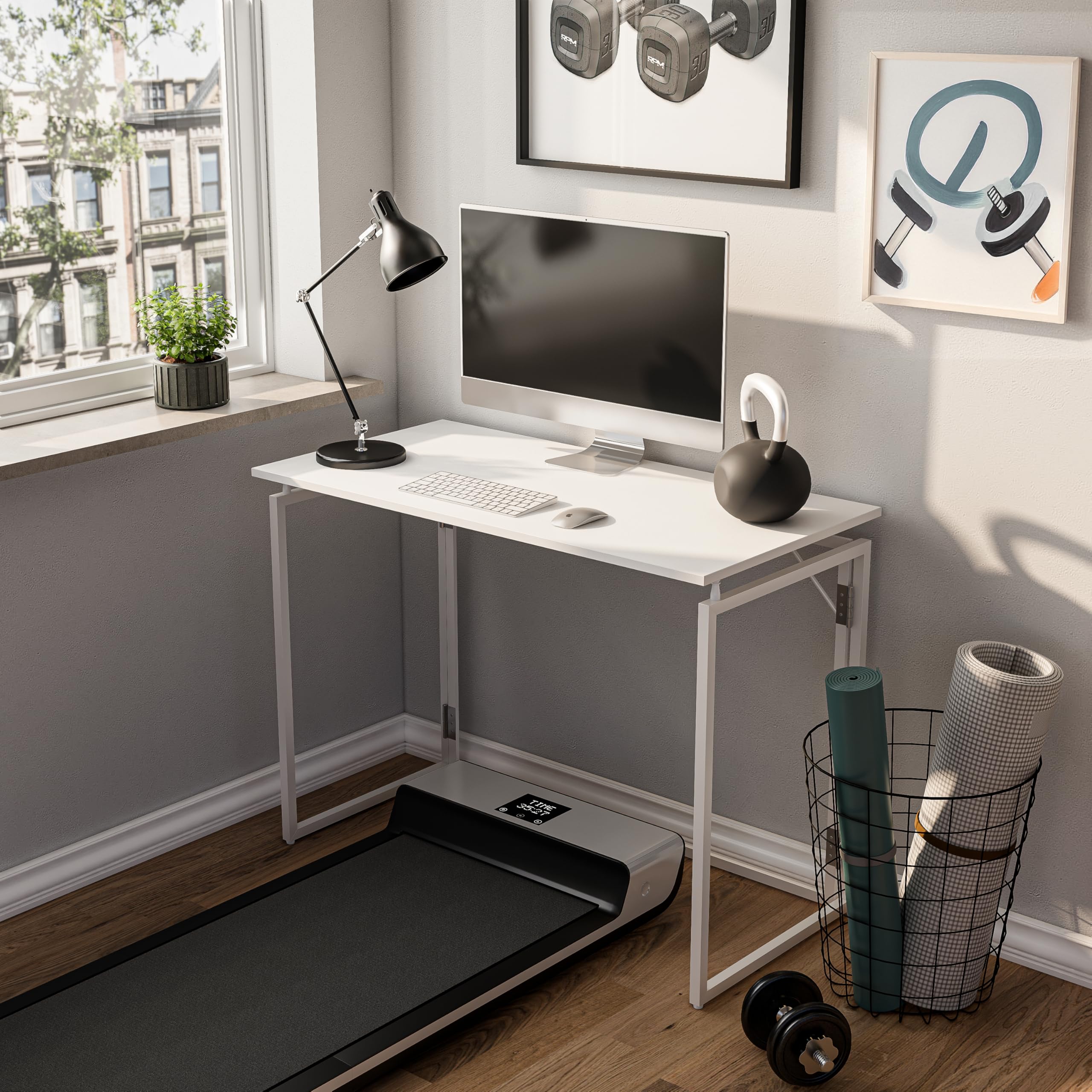 Amazon.com: alawooder Folding Desk - 39.4” Wood Top Foldable Desk