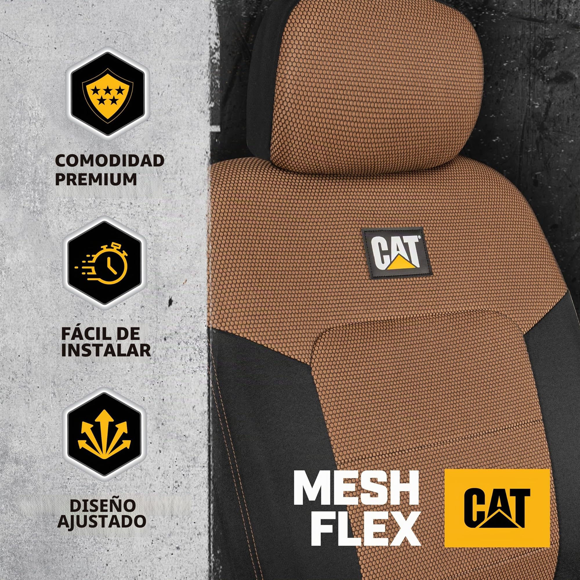 Cat® MeshFlex - Fundas de Asiento para automóviles, Camiones y SUV (Juego de 2) - Fundas de Asiento de Coche Beige para Asientos Delanteros, Protectores de Asiento de camión con cómodo Respaldo de