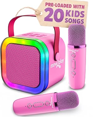 Move2Play Karaoke Machine for Kids Includes 20 Kid Songs 2 Microphones Connect with Bluetooth 3 4 5 6
