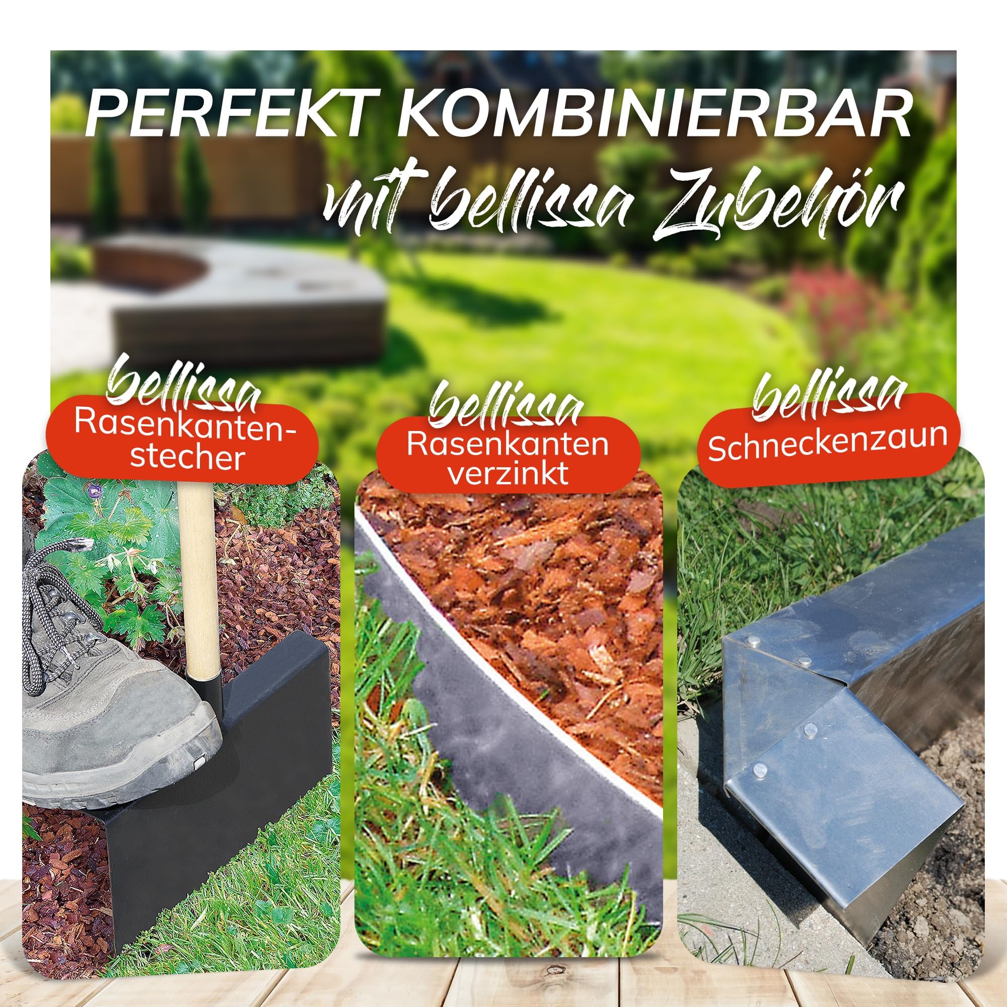 bellissa Bodenanker-Fixierung Rasenkanten 15er-Set Cortenstahl 20 cm | Robuster Erdspieß feuerverzinkt für zusätzliche Stabilisierung von Beetabgrenzungen, Beeteinfassungen & Beetbegrenzung