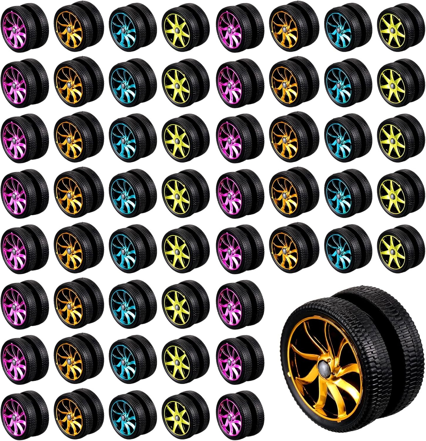 Lenwen 100 Pcs Rainbow Yoyos Beginners Metal Yo Yo with Colorful Designs Adults Birthday Party Favors, Holiday Stocking Fillers, Classroom Prizes (Rainbow)