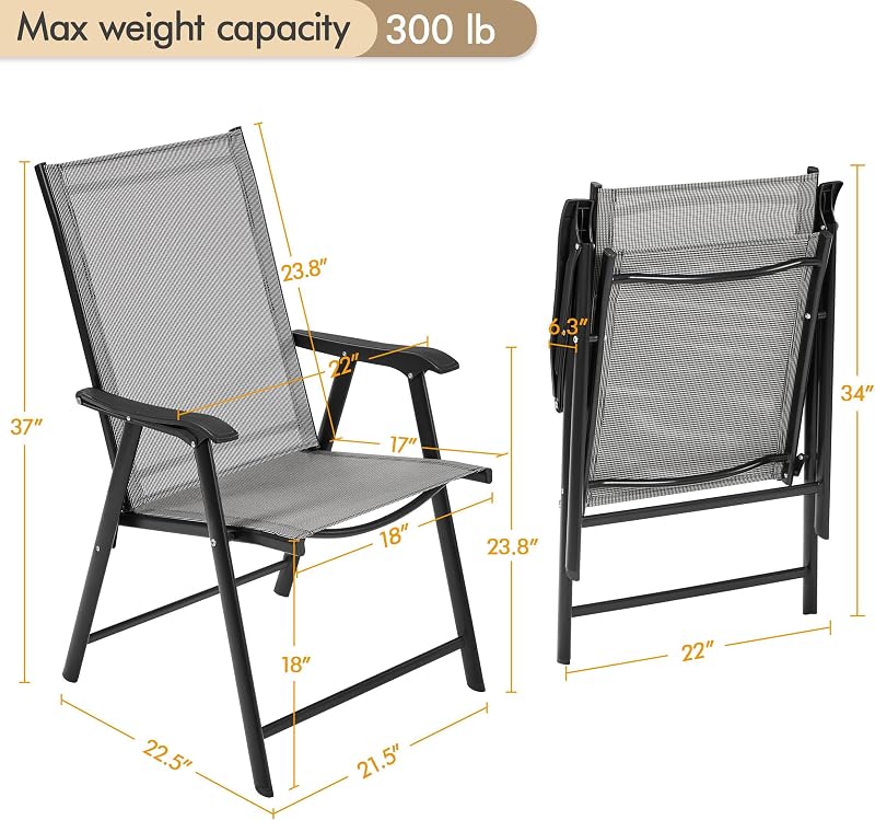 Yaheetech Patio Dining Chairs Set of 4 Outdoor Folding Lawn Chairs, Gray image 3