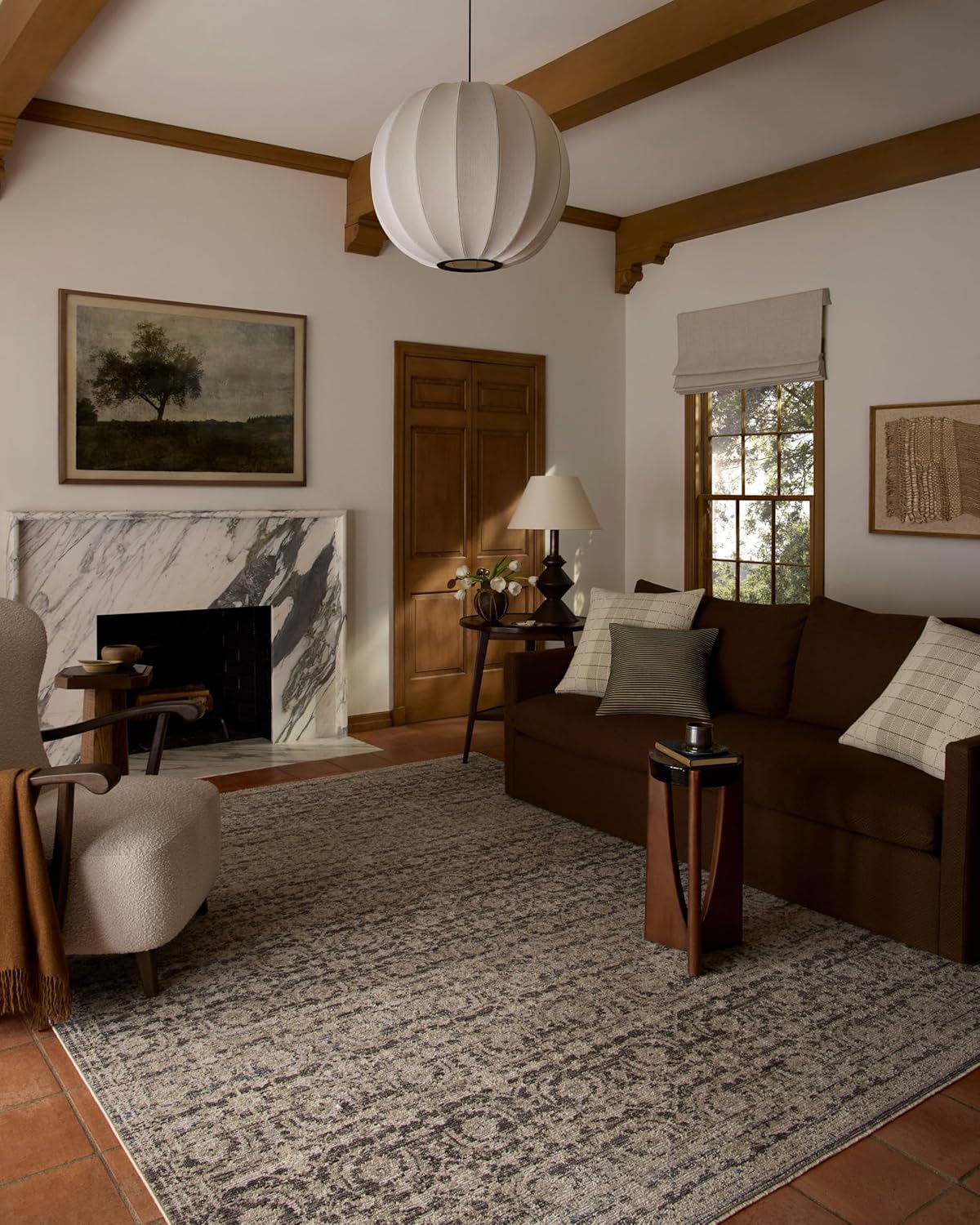 Loloi Milena Collection MLE-07 Ivory/Granite 9'-3" x 9'-3" Round Area Rug