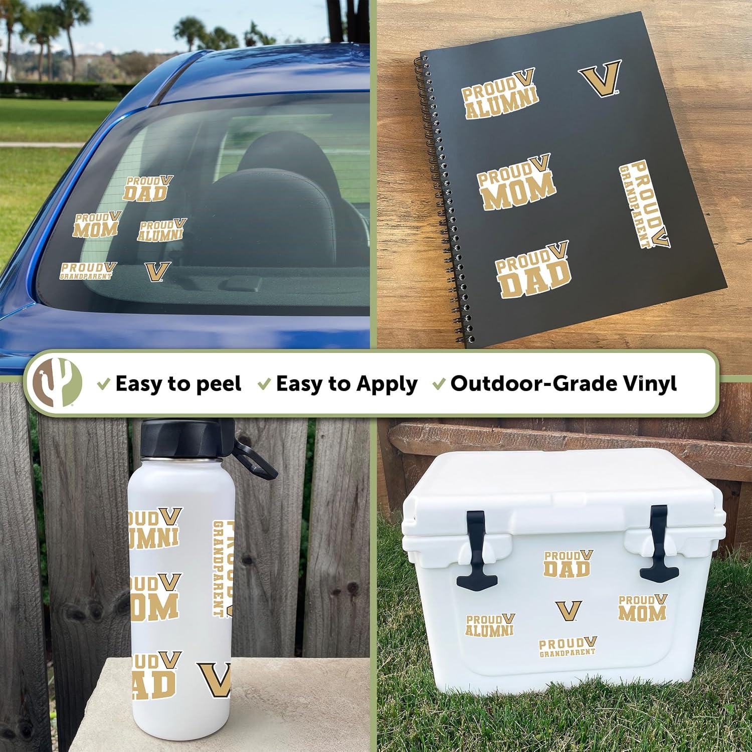 Desert Cactus Vanderbilt University Sticker Vinyl Decal Laptop Water Bottle Car Scrapbook (Family Full Sheet)