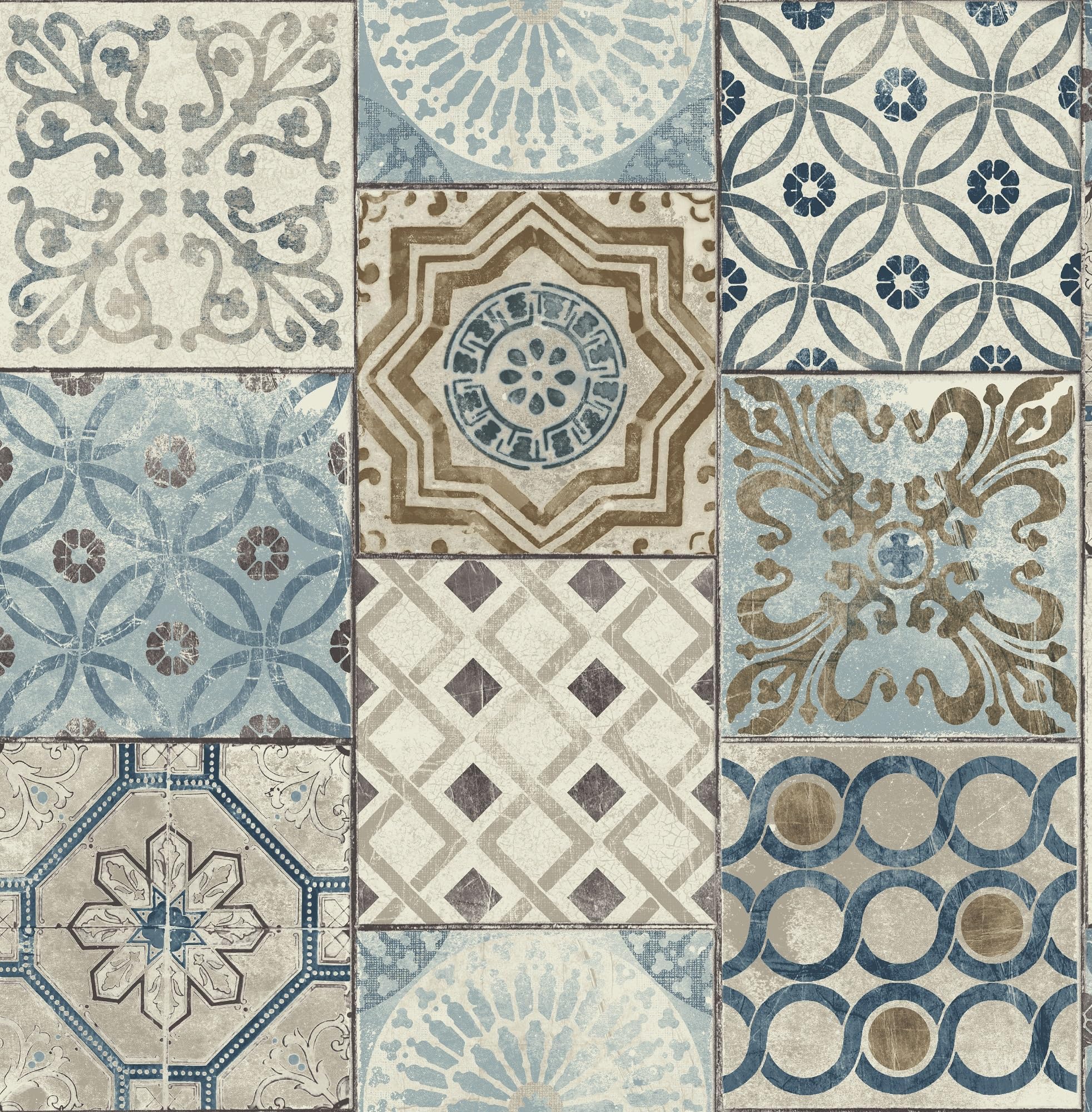 NextWall Moroccan Faux Tile Peel and Stick Wallpaper