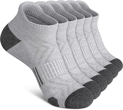 Felicigeely Calcetines deportivos de tobillo para correr, calcetines deportivos de corte bajo, transpirables, acolchados, con lengüetas para hombres