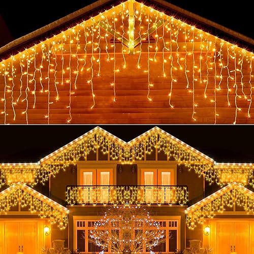 Miniatura 1 de Luces de carámbano de Navidad para exteriores, 400 LED de 32.8 pies, 8 modos de temporizador, IP44, impermeable, cadena de luces con 64 gotas, luces