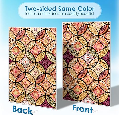 Miniatura 3 de DKTIE Película para ventana de vitrales, estilo bohemio, protección de privacidad, luz suavizante, película decorativa para ventana del hogar (17.7