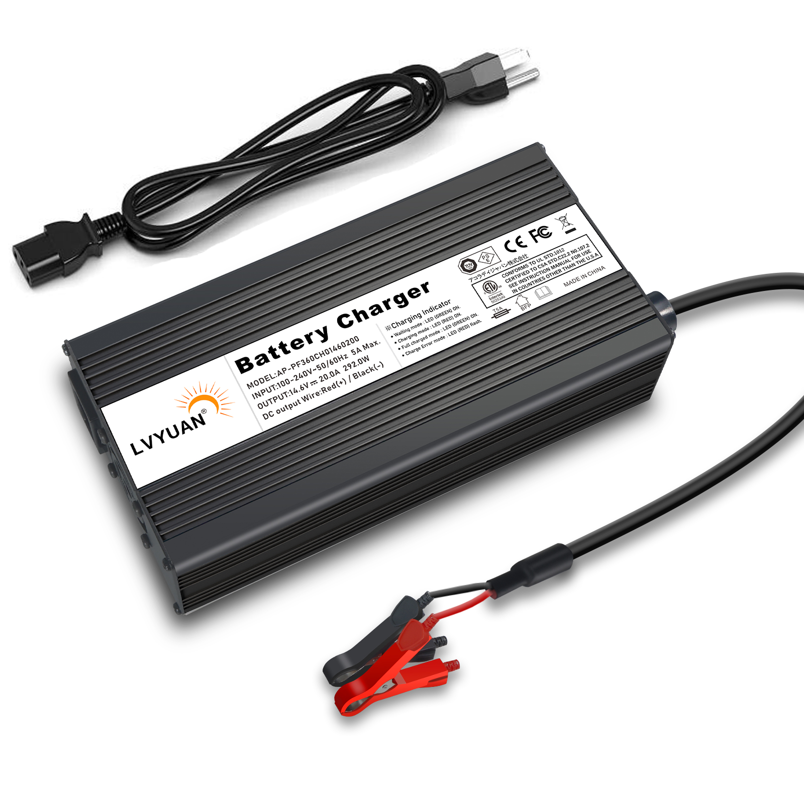 Amazon.com: LVYUAN 14.6V 20A LiFePO4 Battery Charger, Automatic
