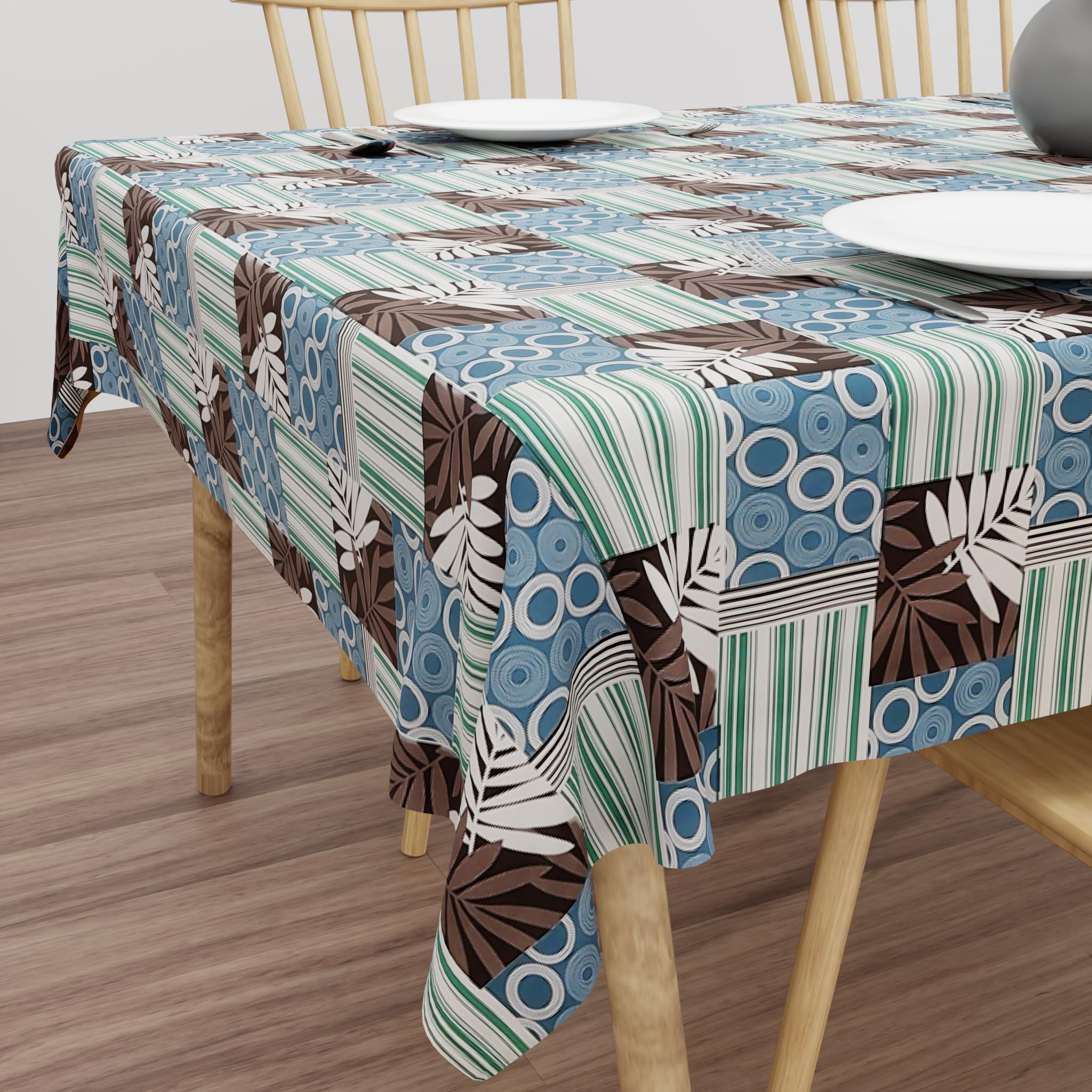 Wings Star Dining Table Cover for 6 Seater, 54 x 78 inch Size, Waterproof and Dustproof Table Sheet,Dining Table 6 Seater Waterproof Cover (Blue::Green, 54 x 78 inch (Rectangular))