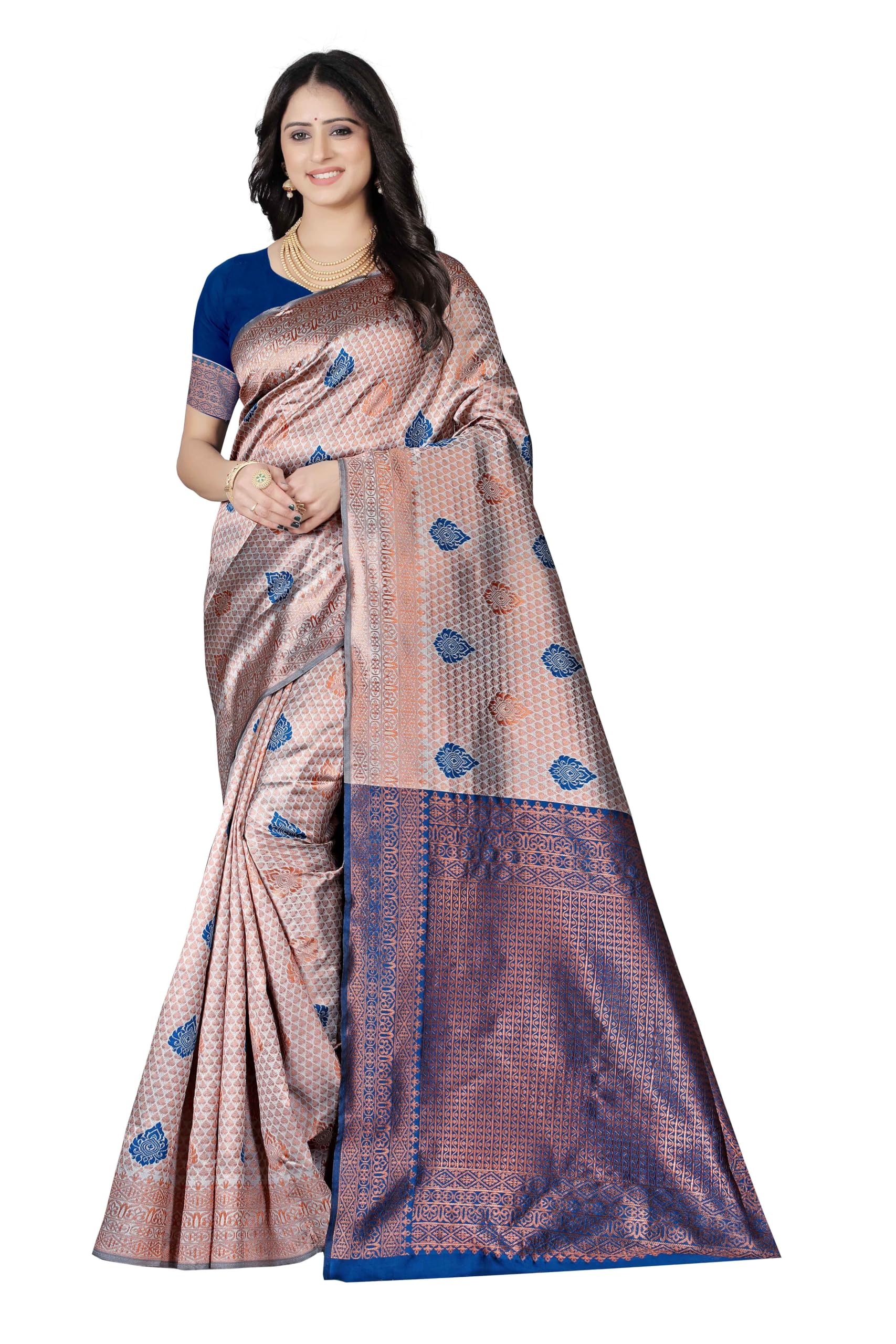 Sugathari Women's Banarasi Saree Pure Kanjivaram Silk Soft new ladies 2024 Design Wear Pattu Sarees Latest Cotton Party Sari collections With Blouse Piece for Wedding sadi (P-196)
