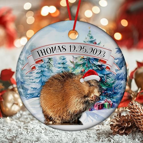 Miniatura 2 de Prezzy Adorno personalizado de rata almizclera para decoración de árbol de Navidad, regalo de recuerdo para amantes de los animales, dueños de