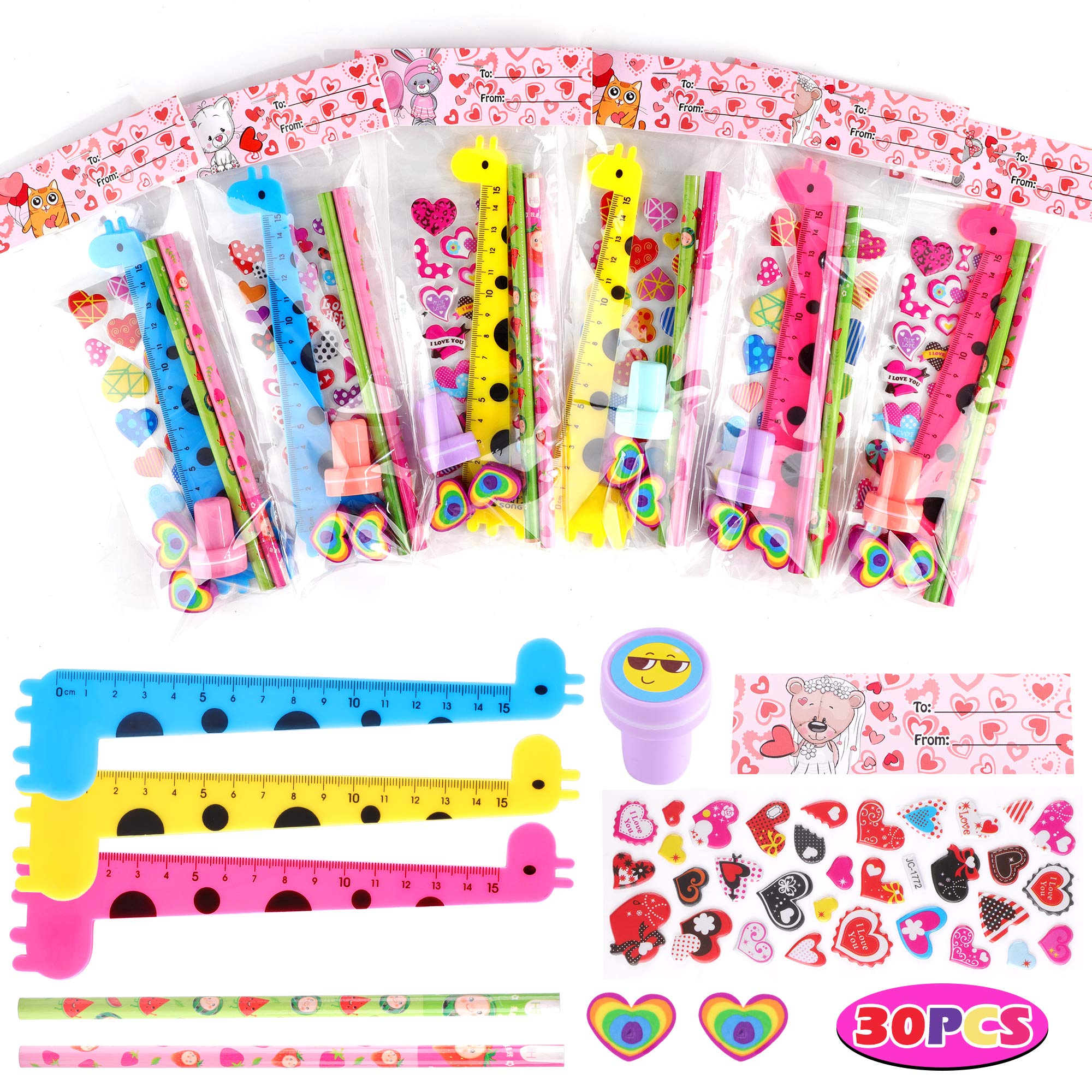 Buy F Figoal 30 Pack Valentine’S Day Assorted Stationery Value Gift Set