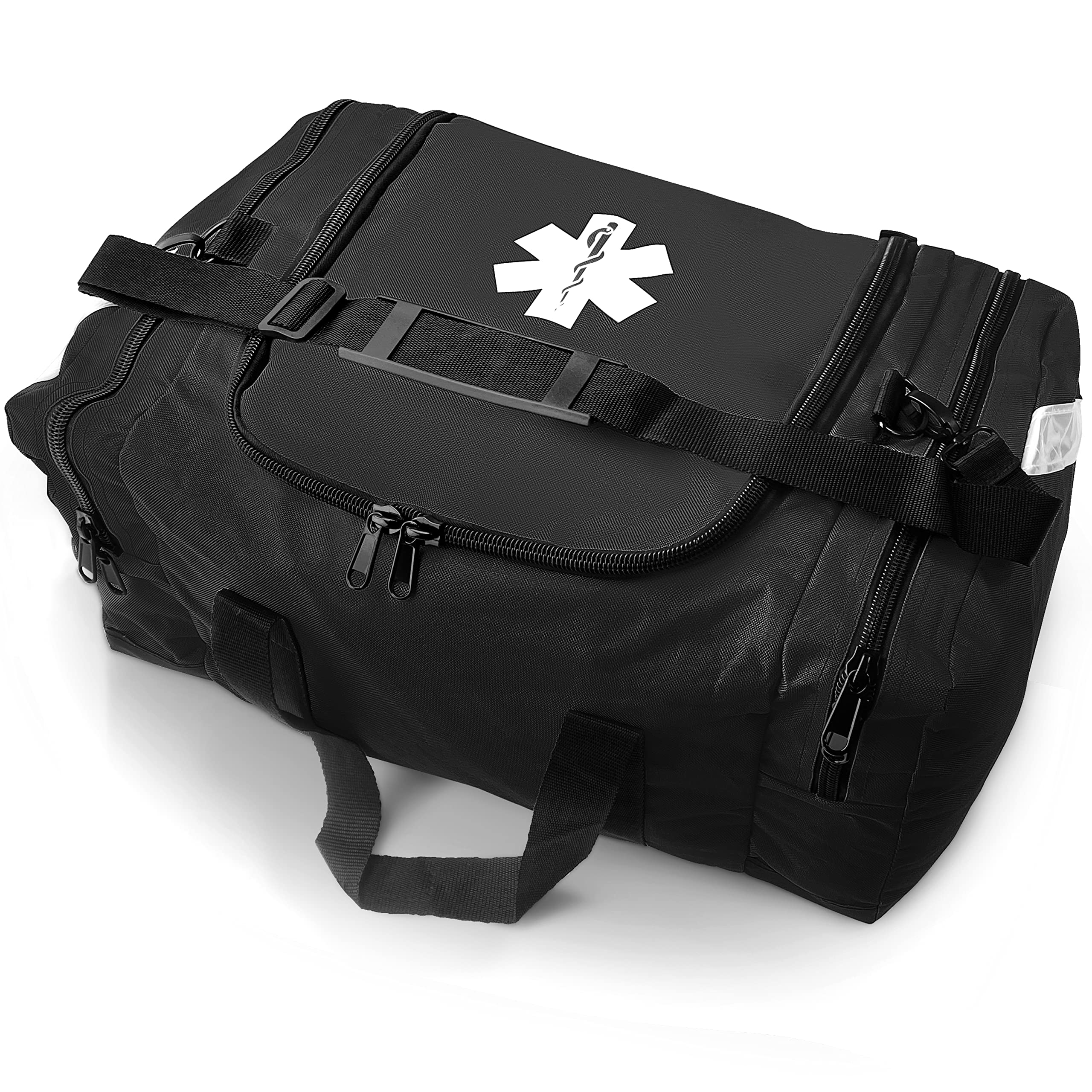 ASA TECHMED Large EMT First Responder Trauma Medical Bag Empty for Home 21x12x9 Inches, Office, School, EMTs, Paramedics, First Responders, Black
