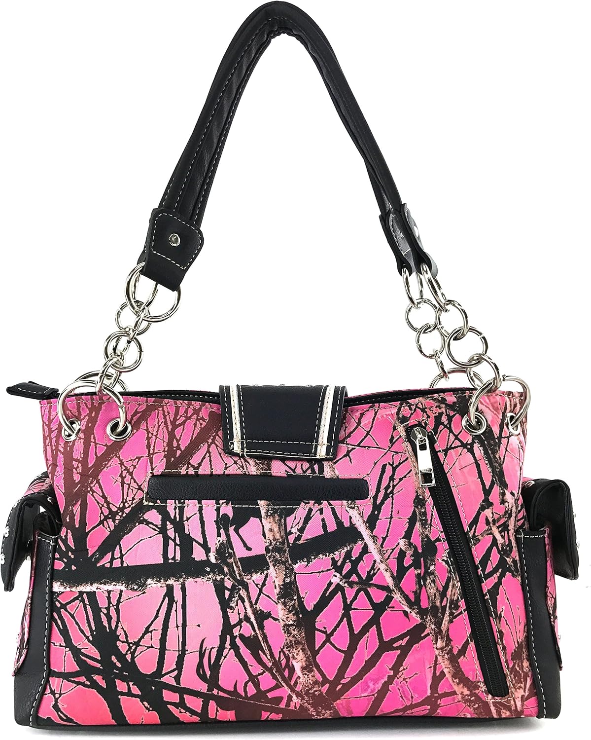 Justin West Camouflage Tree Branches Bling Rhinestone Cross Wings Buckle Crossbody Chain Messenger and Purse