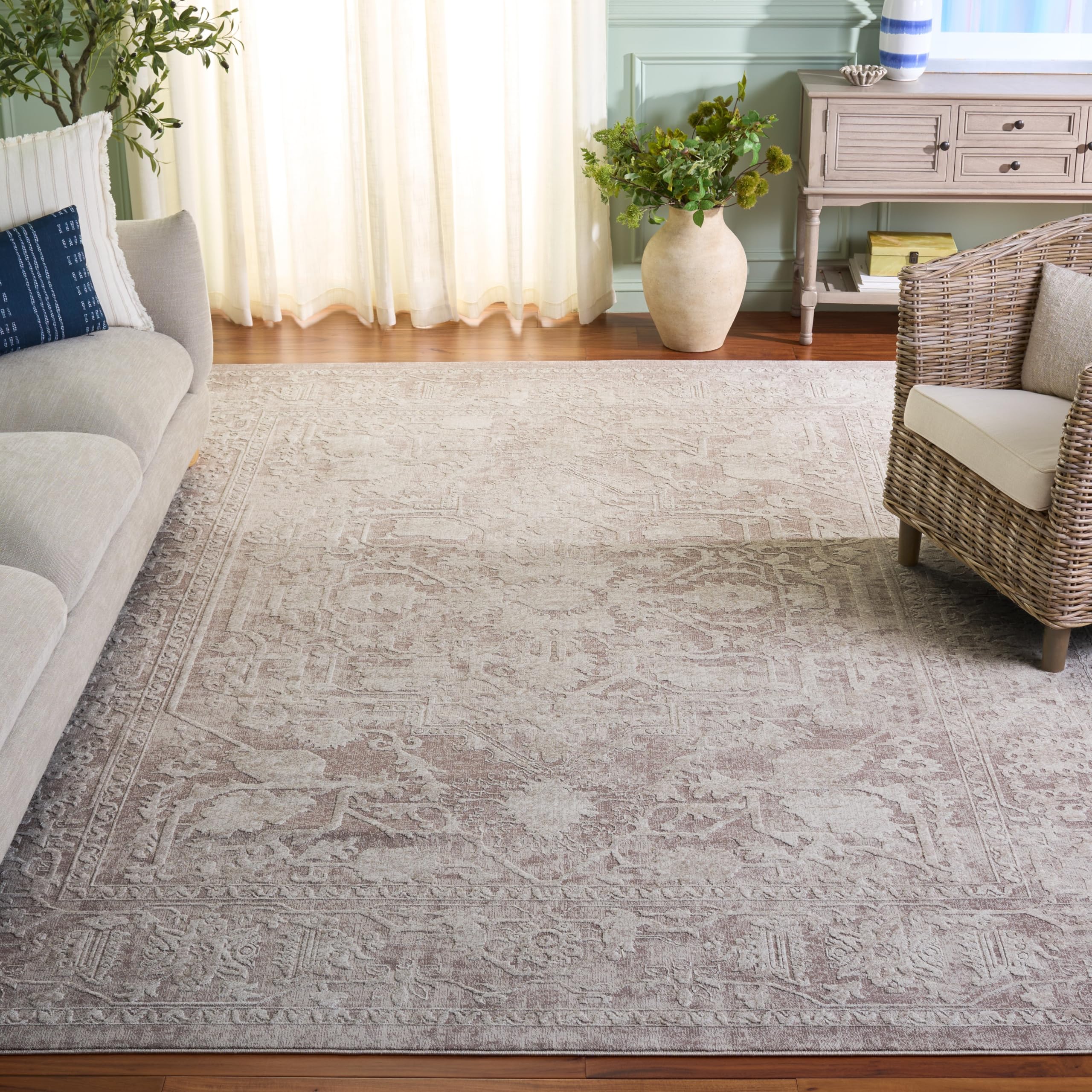 SAFAVIEH Area Rug 10x14 - Reflection Collection - Large - Beige & Cream, Non-Shedding & Easy Cleaning, Ideal for Living Room, Bedroom, Dining Space (