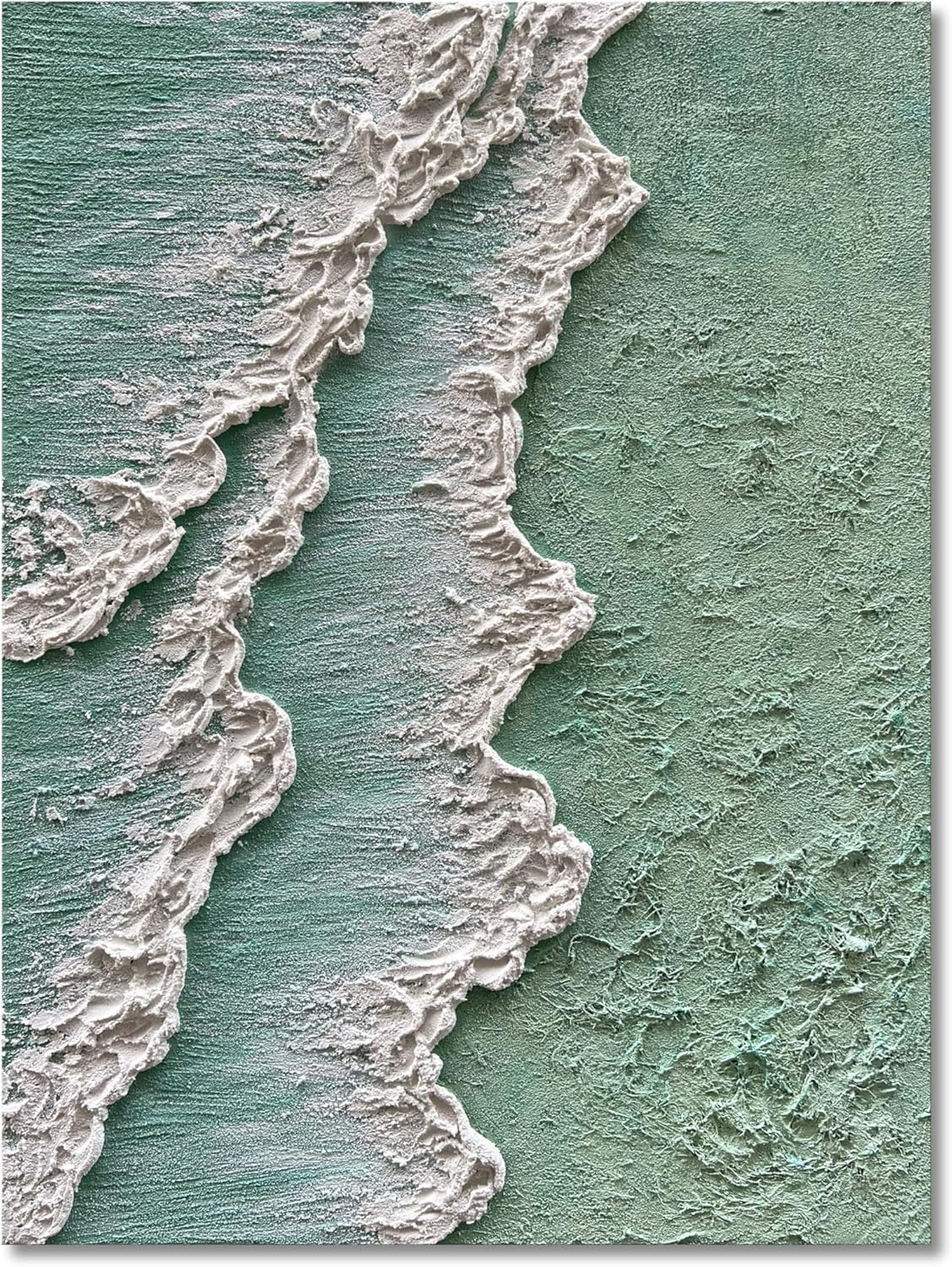 NANKAI Art Hand-Painted Green Thick Texture Abstract Oil Painting Hand-Painted Ocean Landscape Oil Painting Home Wall Decoration Art