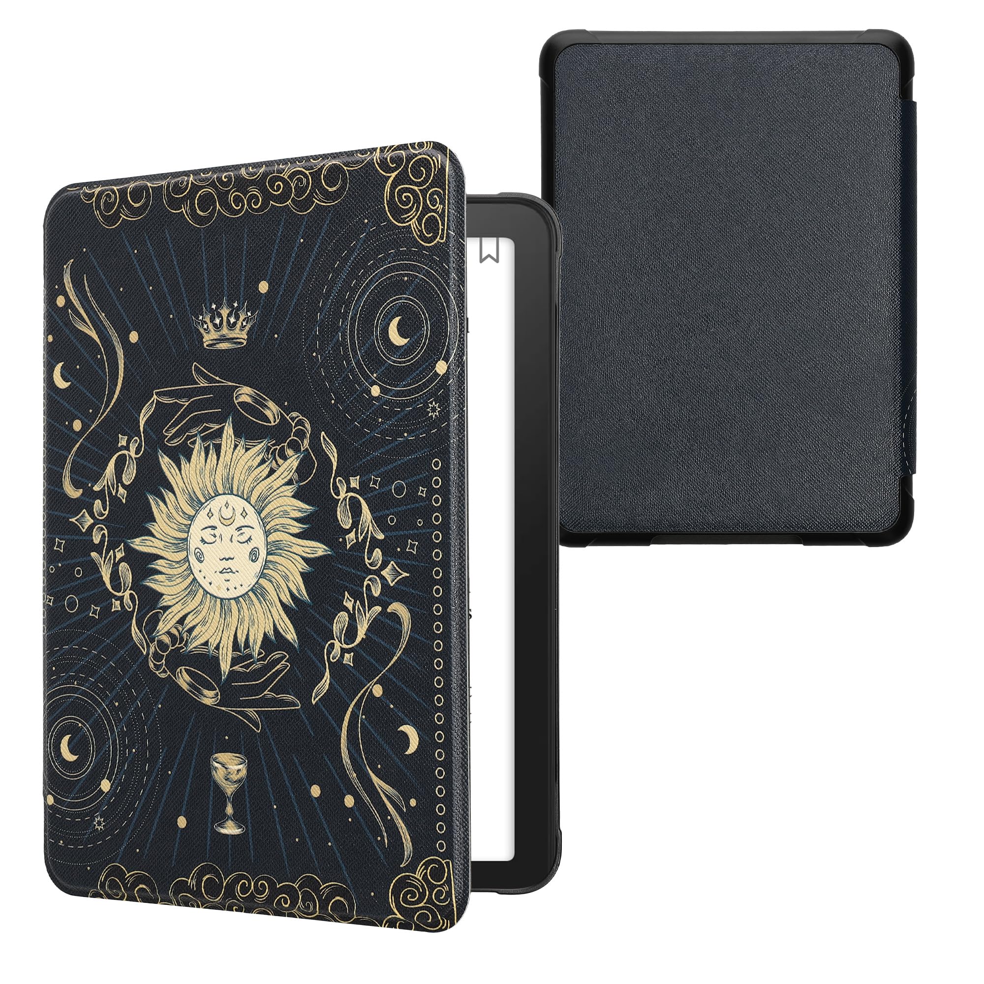 kwmobile Cover for Amazon Kindle Paperwhite (2024)/Colorsoft Case - eReader Cover with auto sleep funktion - Cosmic Nature with Blue/Grey/Black — view 32
