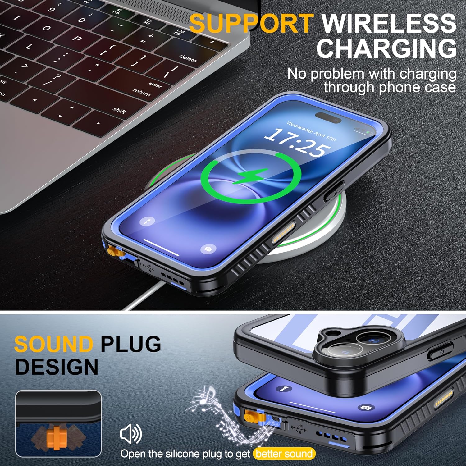  IP68 Waterproof Case for iPhone 16, Blue/Clear thumbnail