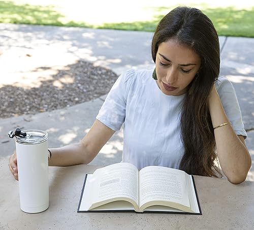 Miniatura 9 de MIRA Vaso de acero inoxidable de 20 onzas con aislamiento al vacío con tapa abatible Tritan, taza térmica de doble pared para bebidas calientes o