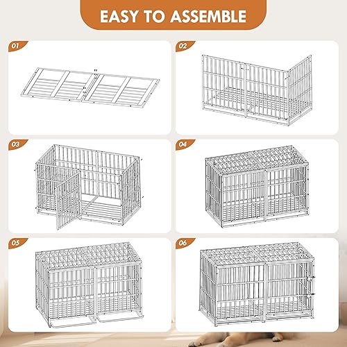 Miniatura 33 de Jaula para perros de 48 pulgadas, resistente e indestructible, a prueba de escapes, para perros grandes, medianos y pequeños, jaula para mascotas