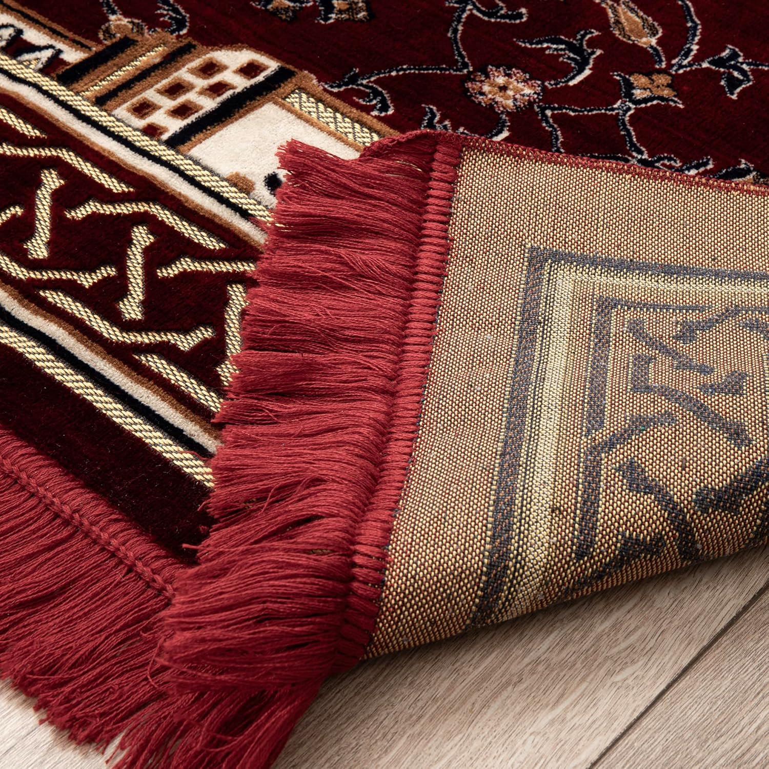 Modefa Turkish Islamic Prayer Rug - Multi Person Janamaz Sajada for Family or Large Gathering & Group Praying Carpet - Wide Velvet Praying Mat (10 Person: 94.4in x 118in)